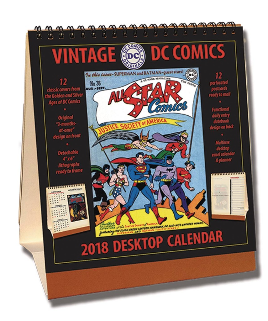 VINTAGE DC COMICS 2018 DESKTOP CALENDAR