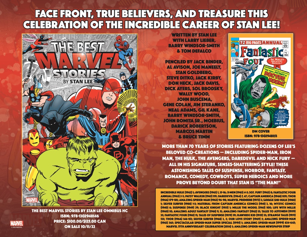 BEST MARVEL STORIES BY STAN LEE OMNIBUS HC