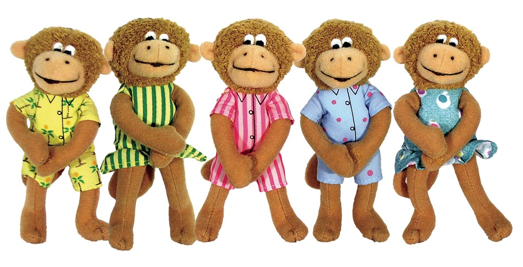 FIVE LITTLE MONKEYS JUMPING ON BED FINGER PUPPET PLUSH SET