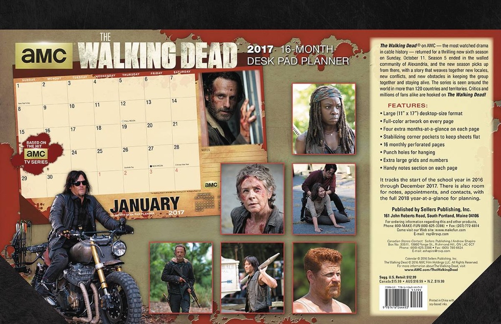 WALKING DEAD AMC 2017 DESK PAD PLANNER