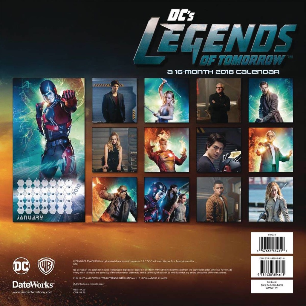 DC LEGENDS OF TOMORROW 2018 WALL CALENDAR