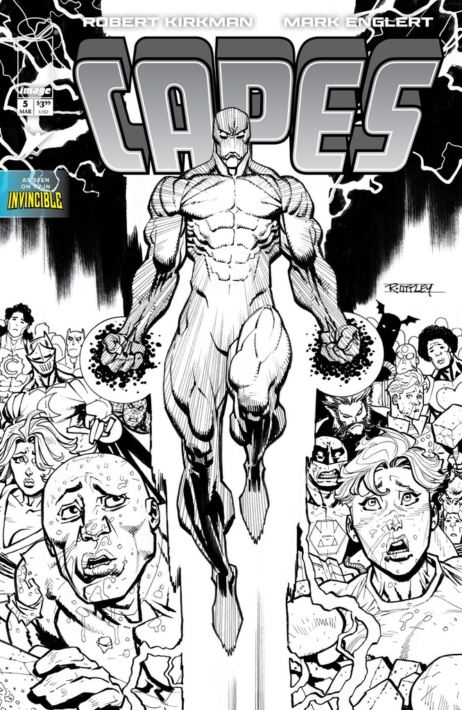 INVINCIBLE UNIVERSE CAPES #5 CVR E INC 1:50 RYAN OTTLEY B&W