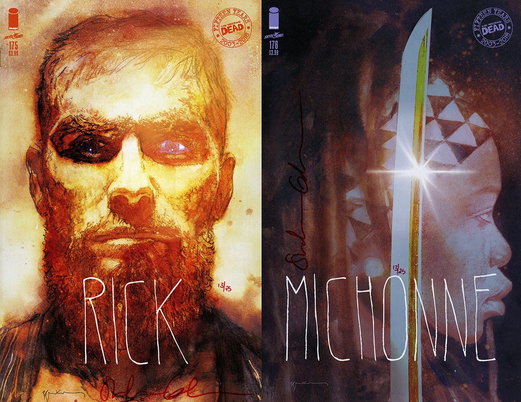 DF WALKING DEAD 175 & 176 SIENKIEWICZ VAR SET ULTRA BLOOD RE
