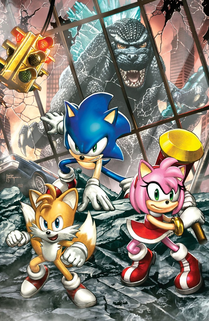 SONIC THE HEDGEHOG X GODZILLA 1 VAR RI (75) (SUAYAN FULL ART