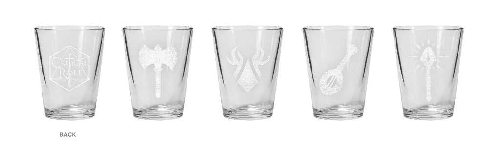 CRITICAL ROLE SHOT GLASS SET GROG KEYLETH SCANLAN PIKE