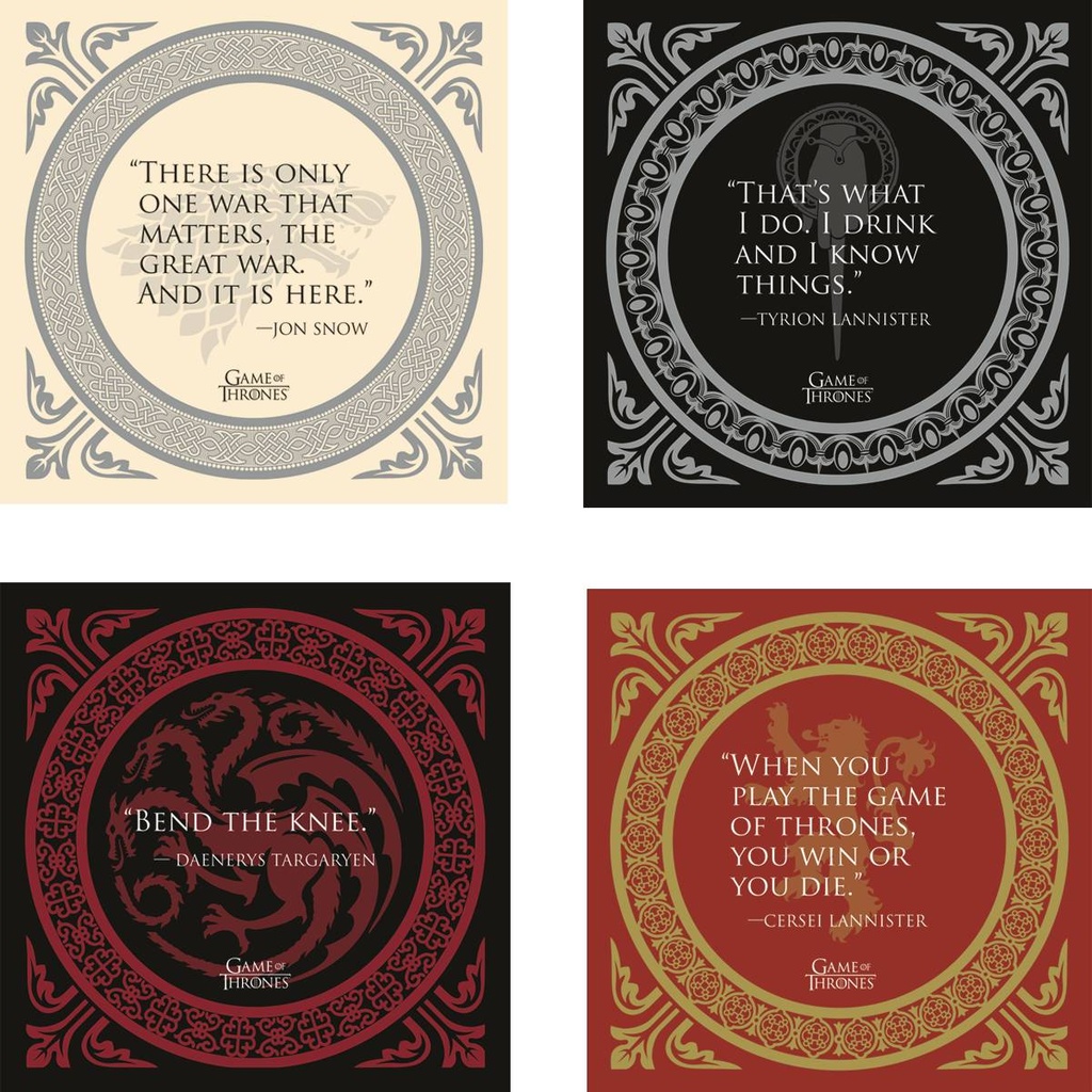 GAME OF THRONES QUOTES COASTER SET