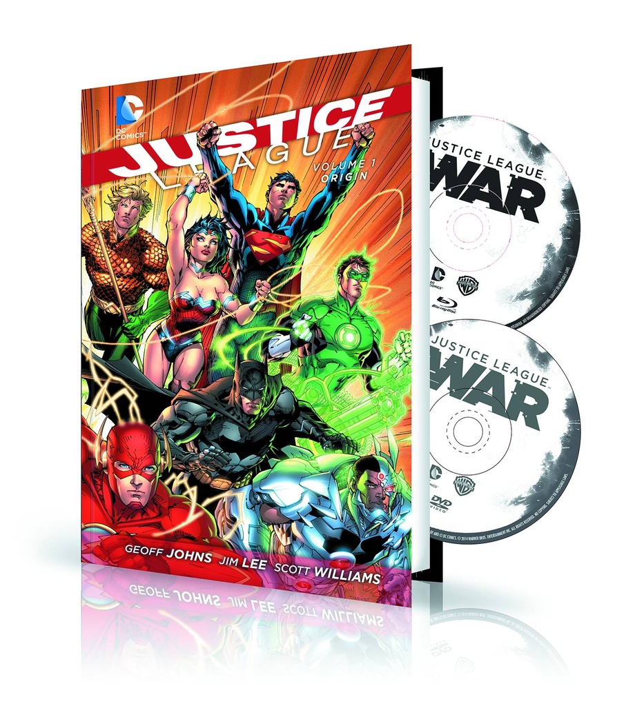 JUSTICE LEAGUE 01 HC ORIGIN BOOK & DVD BLU RAY SET