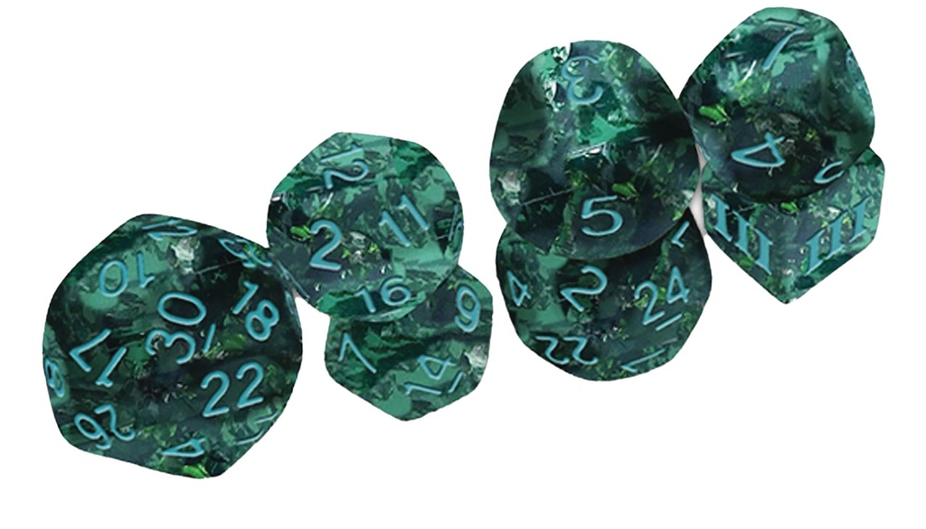 VERDIGRIS GRECIAN VASE DICE DCC FUNKY 7 SET