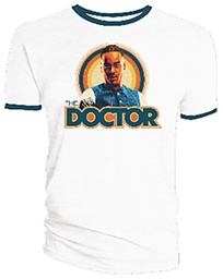 DOCTOR WHO FIFTEENTH DOCTOR RETRO WHITE W BLU RINGER SZ L TS