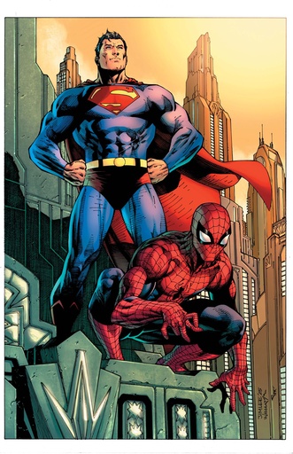 DC MARVEL SUPERMAN SPIDER-MAN #1 CVR B JIM LEE CARD STOCK VA