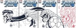 DF FANTASTIC FOUR 1 FOUR PIECE BLANK VARIANT SET SIGNED HAES