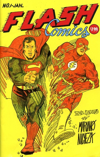 DF DC COMICS COMM COVER ART SIGNED NICIEZA DELBEATO SUPERMAN