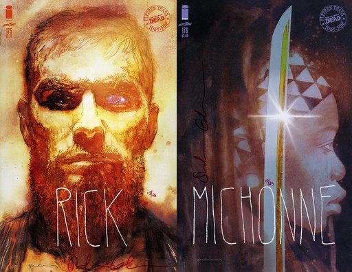 DF WALKING DEAD 175 & 176 SIENKIEWICZ VAR SET ULTRA BLOOD RE