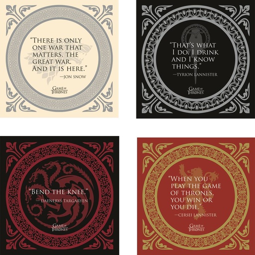 GAME OF THRONES QUOTES COASTER SET