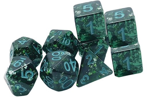 VERDIGRIS GRECIAN VASE DICE TRADITIONAL 9 SET